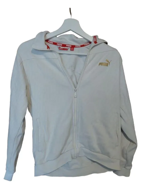 PUMA Trainingsjacke Kinder Gr. 152 Weiß Gold Logo Sportjacke 1