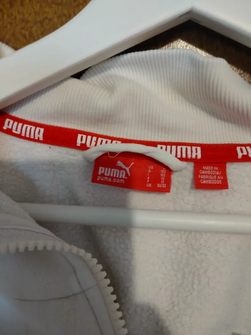 PUMA Trainingsjacke Kinder Gr. 152 Weiß Gold Logo Sportjacke 3