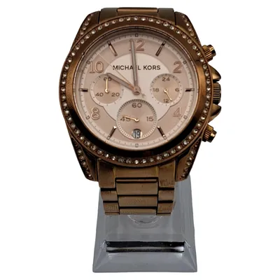 Michael Kors Damenuhr Chronograph Gold Edelstahl Strass Glamourös