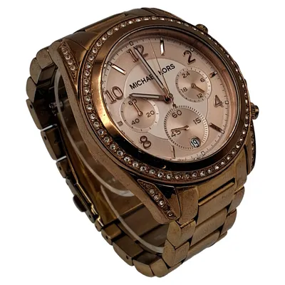 Michael Kors Damenuhr Chronograph Gold Edelstahl Strass Glamourös