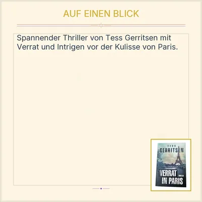 Verrat in Paris - Tess Gerritsen - Thrillerbuch
