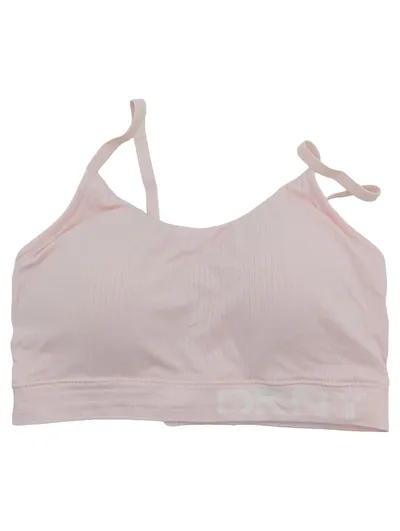DKNY Damen Bralette BH Größe 70 Rosa Rippstrick Schleife Träger