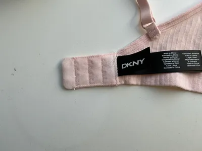 DKNY Damen Bralette BH Größe 70 Rosa Rippstrick Schleife Träger