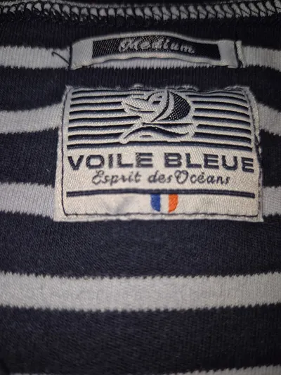 Voile Bleue Damen T-Shirt Gr. M Blau Weiß Gestreift Maritim Baumwolle