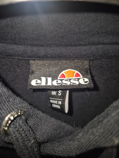 ellesse Hoodie Herren Kapuzenpullover Schwarz Grafik Print Größe S