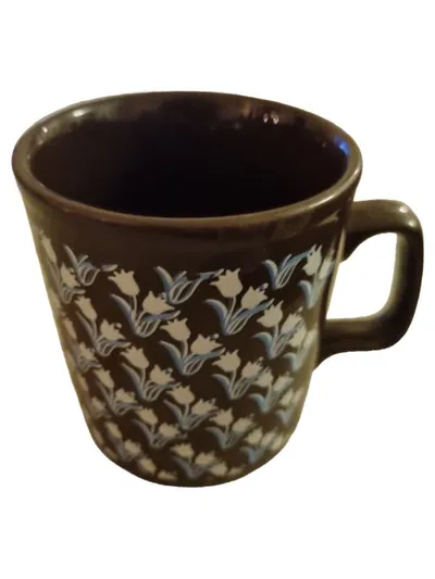 Kilncraft Vintage Tasse Keramik Braun Blumenmuster 8cm Landhaus Landhausstil