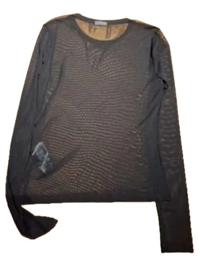 Noisy May Damen Langarmshirt Netz Mesh transparent schwarz Gr. S