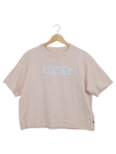 Levi's Damen T-Shirt Rosa Logo-Print Gr. L Casual Kurzarm