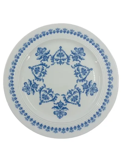 Melitta Essteller Porzellan Blaumuster Floral Weiß Blau 24cm Germany