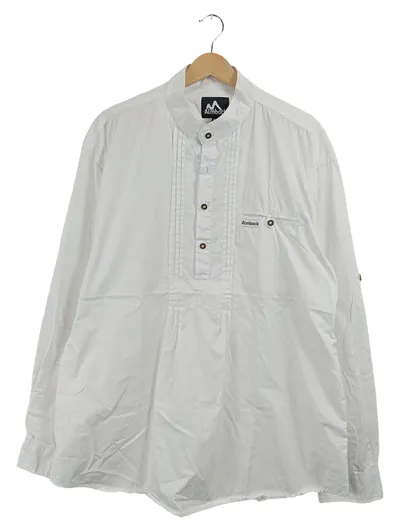 Almbock Trachtenhemd Herren Gr. 2XL Weiß Langarm Stehkragen