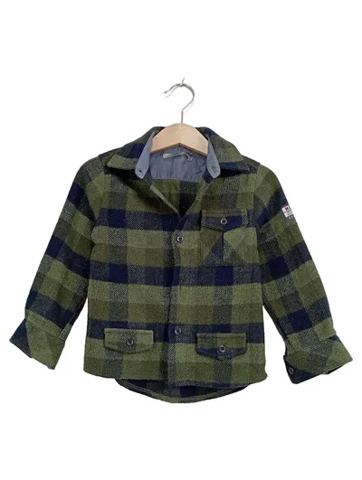 Mexx Kinder Hemd-Jacke Gr. 98 Kariert Grün Blau Flanell Jungen
