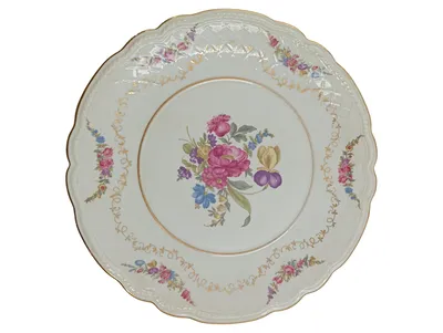 Schumann Arzberg Bavaria Teller Porzellan Blumenmuster Gold 28cm Sammelteller