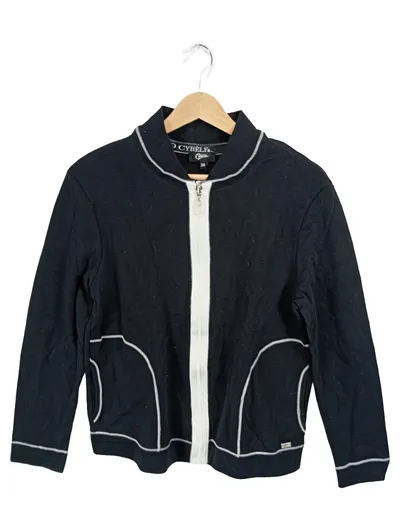 Cybèle Damen Sweatjacke Reißverschluss Schwarz Gr. 38 M Sportlich