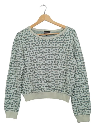 Emporio Armani Damen Strickpullover Gr. 44 Grün Monogramm Muster