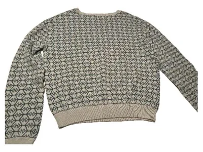 Emporio Armani Damen Strickpullover Gr. 44 Grün Monogramm Muster