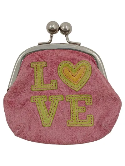 Fossil Geldbörse LOVE Münzbörse Rosa Leder Vintage Retro Knipsbörse