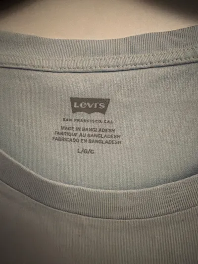 Levi's Damen T-Shirt Gr. L Hellblau Logo-Print Kurzarm Casual