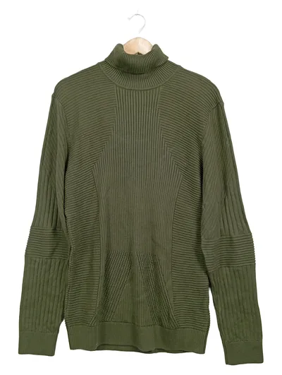 Wormland Herren Rollkragen Strickpullover Oliv Gr. XL Rippstrick