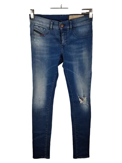 Diesel Livier Damen Jeans W27 Blau Destroyed Super Slim Jegging Low Waist