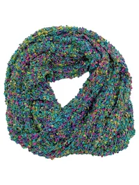 Collection18 Damen Schal Loop Mehrfarbig Viskose Bunt Fransen 140x40cm 1