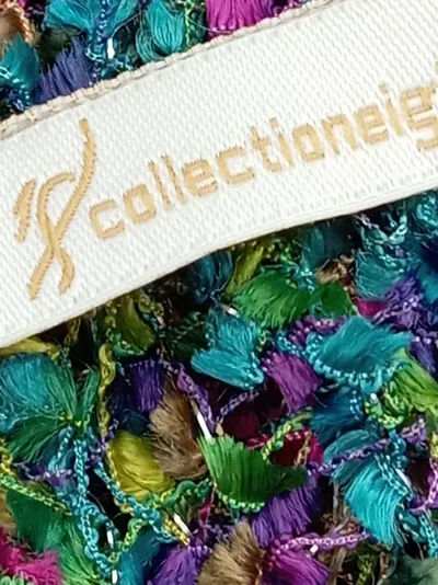 Collection18 Damen Schal Loop Mehrfarbig Viskose Bunt Fransen 140x40cm
