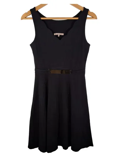 Anna Field Damen Kleid Gr. 34 Schwarz Ärmellos Skater Gürtel Elegant