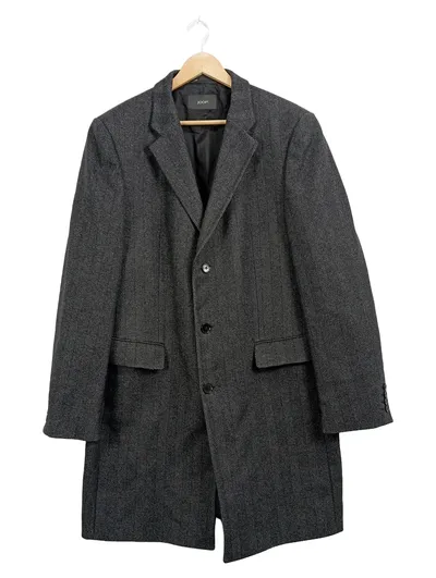 JOOP! Herren Wollmantel Gr. 52 XL Grau Fischgrätenmuster Business