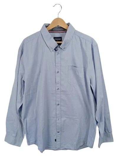 Stooker Men Herren Business Hemd Gr. 56 3XL Hellblau Langarm Oxford