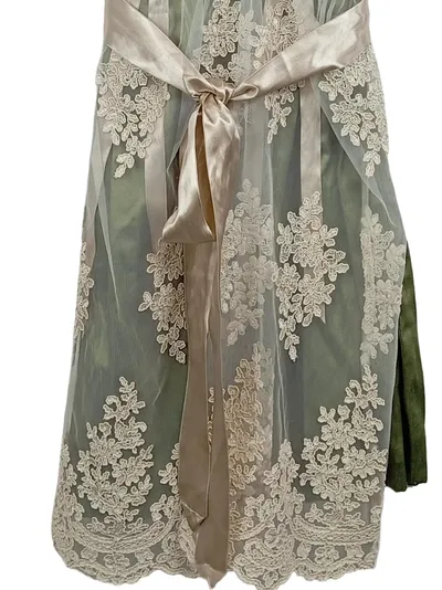 Alpenmärchen Dirndl Trachtenkleid Damen Gr. 40 Grün Spitze Schürze