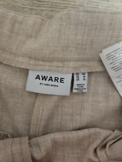 AWARE by VERO MODA Damen Anzughose Beige Gr. 42 Wide Leg Business