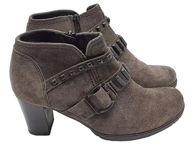Gabor Damen Stiefelette Wildleder Braun Nieten Gr. 5 (38) Blockabsatz