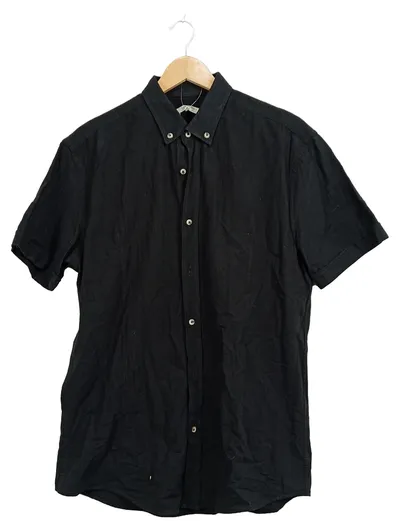 Leif Nelson Herren Freizeithemd Kurzarm Schwarz Gr. M Button-Down