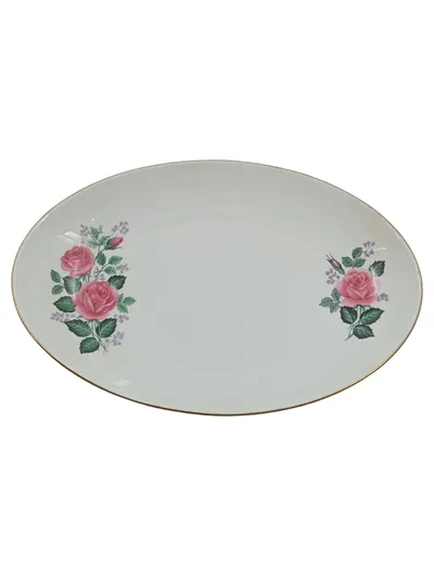 Scherzer Bavaria Servierplatte Porzellan Rosenmotiv oval 23x15cm