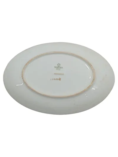 Scherzer Bavaria Servierplatte Porzellan Rosenmotiv oval 23x15cm