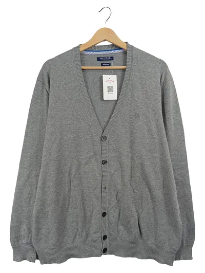 McNeal Herren Strickjacke Grau 2XL Pima Cotton Klassisch V-Ausschnitt