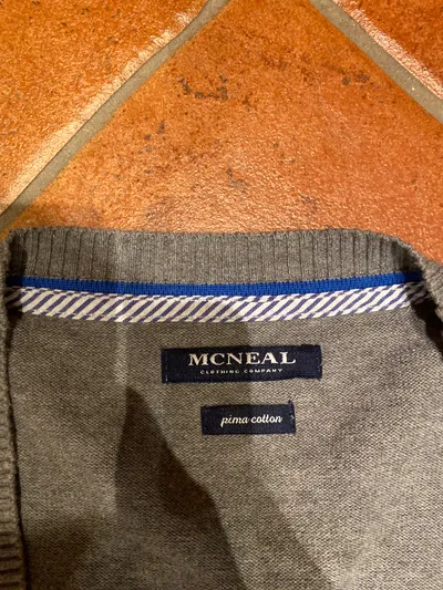McNeal Herren Strickjacke Grau 2XL Pima Cotton Klassisch V-Ausschnitt