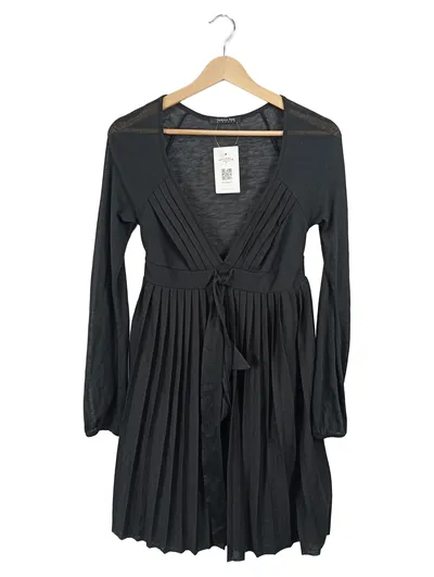Patrizia Pepe Damen Kleid Gr. 38 Schwarz Langarm V-Ausschnitt Plissee