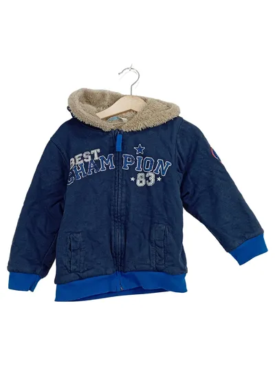 Smile Kinder Kapuzenjacke Sweatjacke Gr. 98 Blau Fleece-Futter Champion