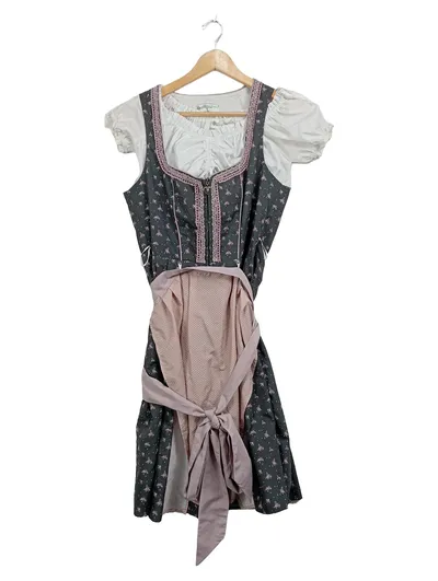 Landhaus Dreams Dirndl Trachtenkleid Damen Gr. L Grau Rosa Blumen