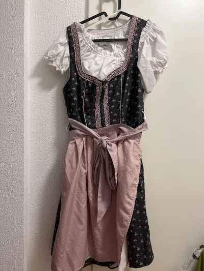 Landhaus Dreams Dirndl Trachtenkleid Damen Gr. L Grau Rosa Blumen