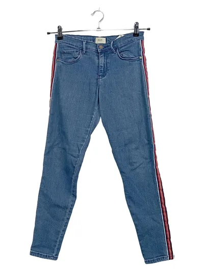 DUST Damen Jeans Slim Fit Seitenstreifen Blau Größe 30 W30