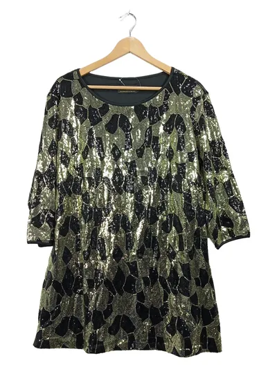 Alfredo Pauly Damen Pailletten Shirt Gr. 46 Grün Glamourös Festlich
