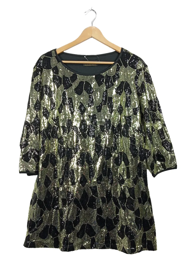 Alfredo Pauly Damen Pailletten Shirt Gr. 46 Grün Glamourös Festlich 1