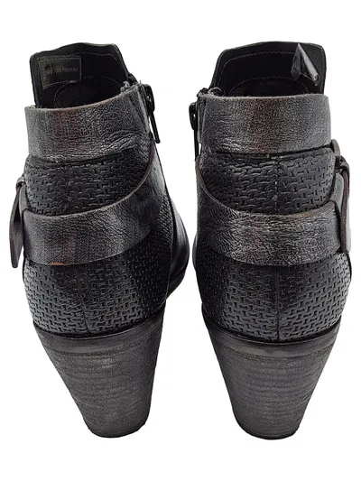 bugatti Damen Stiefeletten Schwarz Gr. 38 Leder Blockabsatz Urban