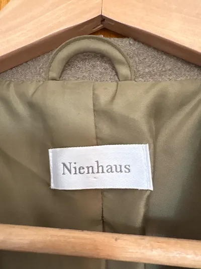 Nienhaus Damen Kurzjacke Blazer Gr. 40 Wolle Beige Klassisch