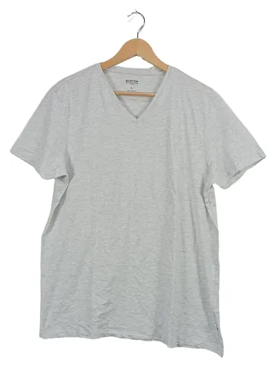Burton Menswear London Herren T-Shirt V-Ausschnitt Grau Gr. L