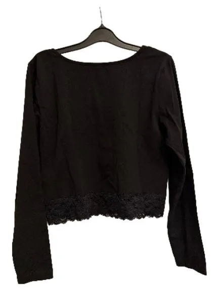 ABOUT YOU Damen Langarmshirt Crop Top Spitze Schwarz Gr. 44 XXL 3