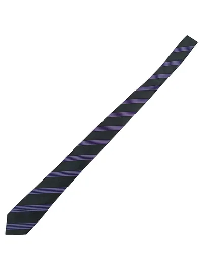 MARVELIS Krawatte Herren Seide gestreift schwarz lila Business Handmade