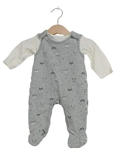 bellybutton Baby Strampler Set Langarmshirt Gr. 56 Grau Tiermotive