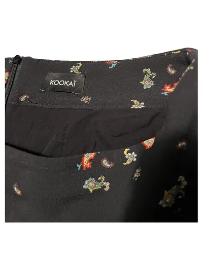 Kookaï Damen Volantrock Gr. 38 Schwarz Paisley Muster Minirock Rüschen